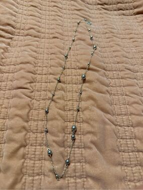 Delicate Gold-Tone Bead Station Necklace - Silver - Chaps